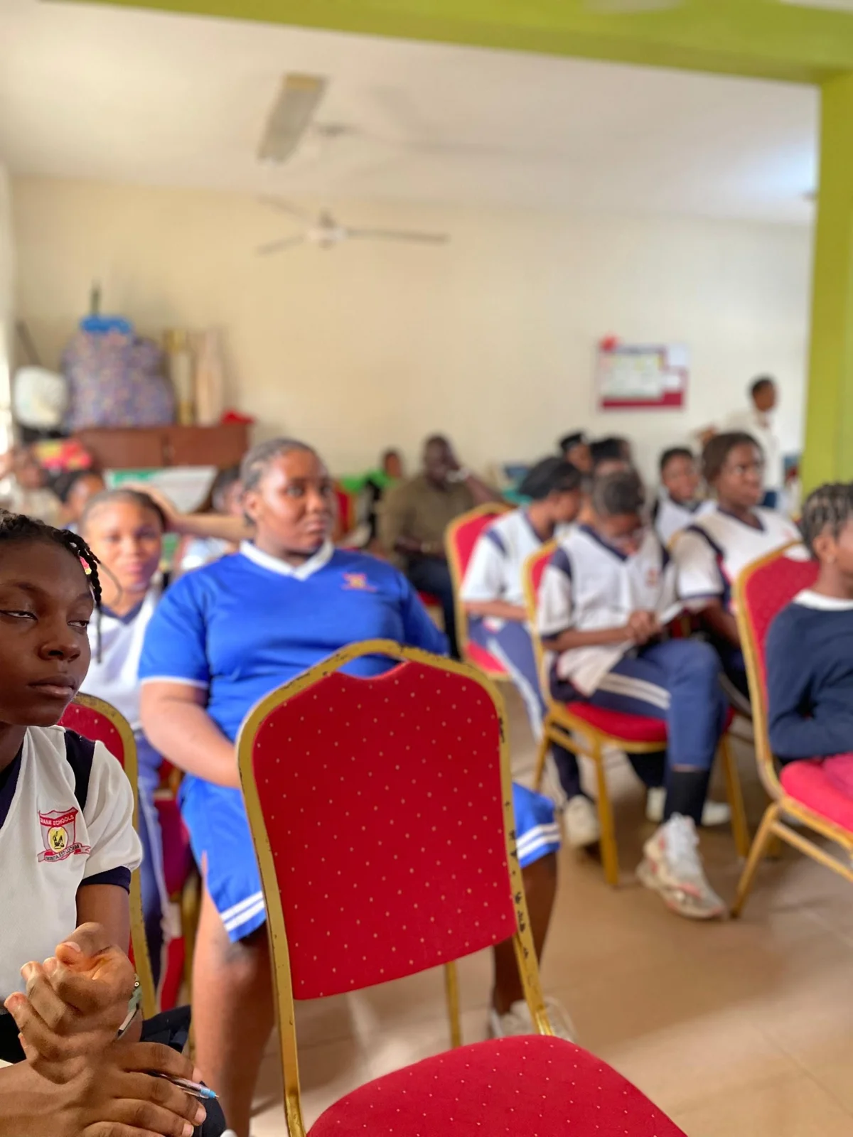 Students attending a health education session